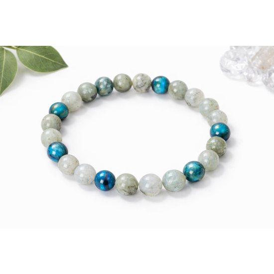 Bransoletka labradoryt i tygrysie oko